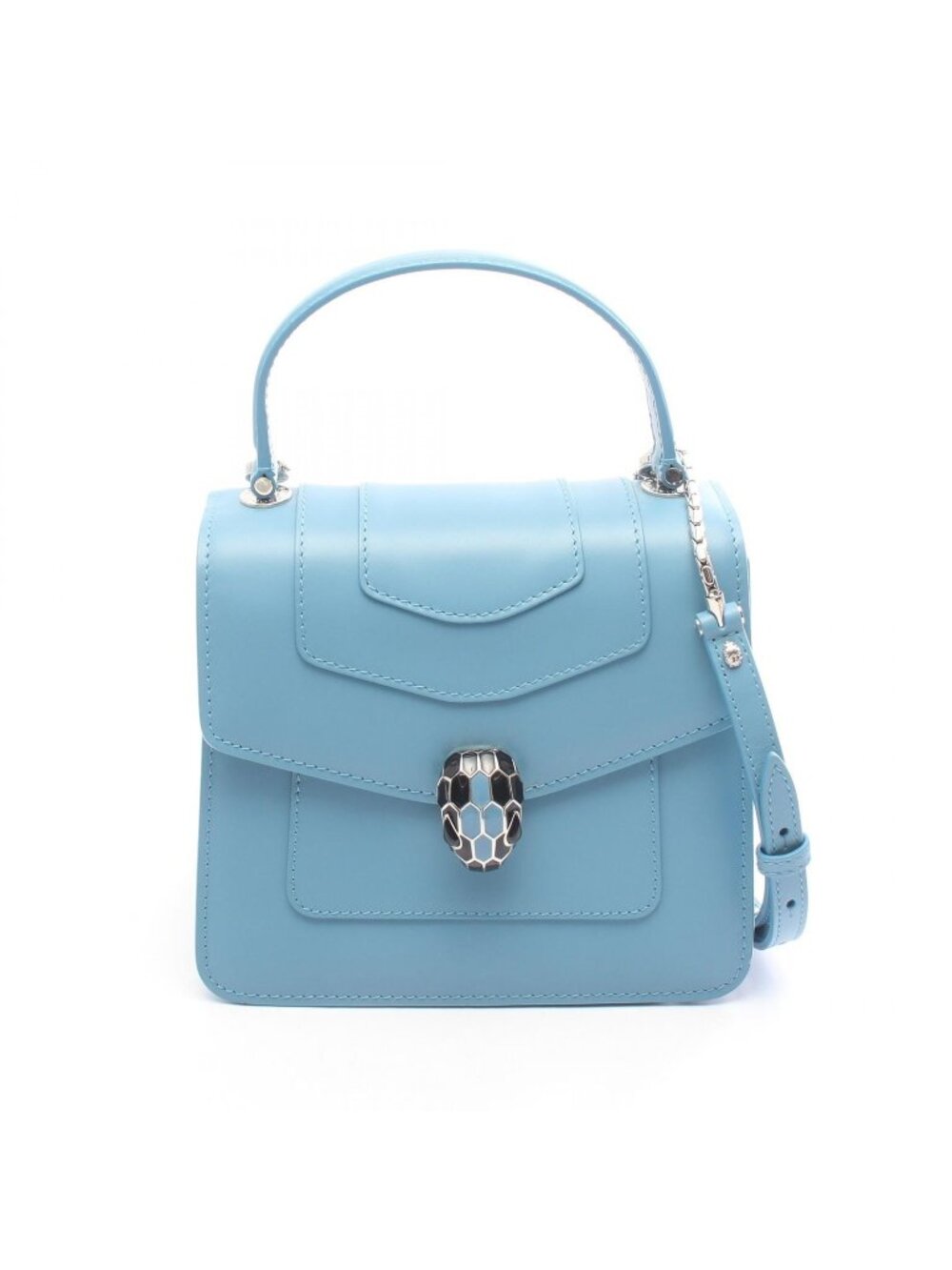 Bvlgari Handbag Serpenti Forever Top Handle 2-Way Smoke Blue Leather Bag
